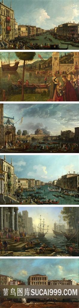 欧洲经典帆船油画高清素材