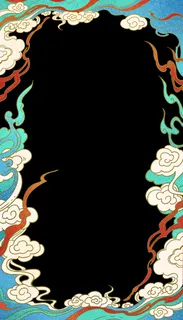 国潮手绘相框psd分层模板