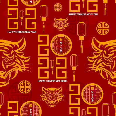 春节新年中国风虎年老虎元素平铺背景大图插画AI矢量设计素材eps,ai矢量模版下载