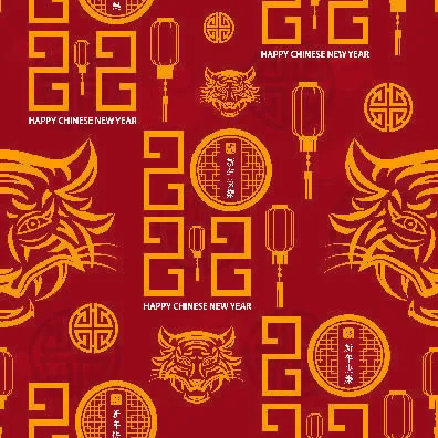 春节新年中国风虎年老虎元素平铺背景大图插画AI矢量设计素材eps,ai矢量模版下载
