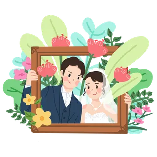 婚纱卡通人物婚礼白纱结婚婚纱摄影手绘