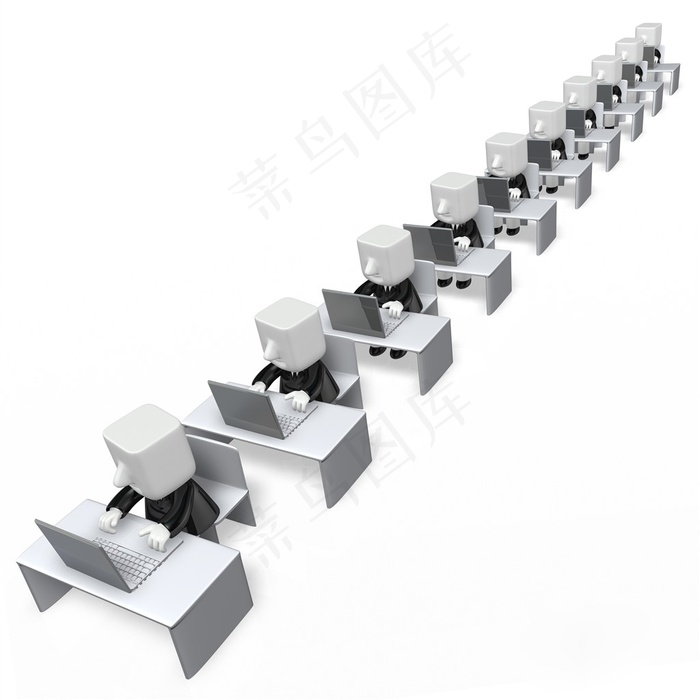 一列在上班的人