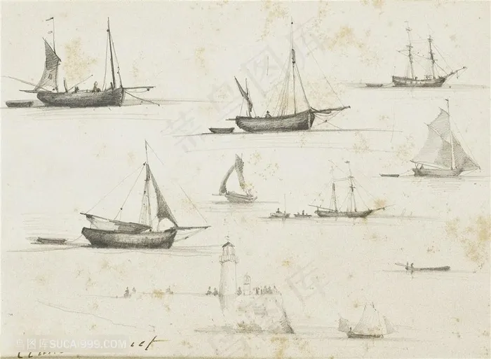 莫奈手绘船装饰画
