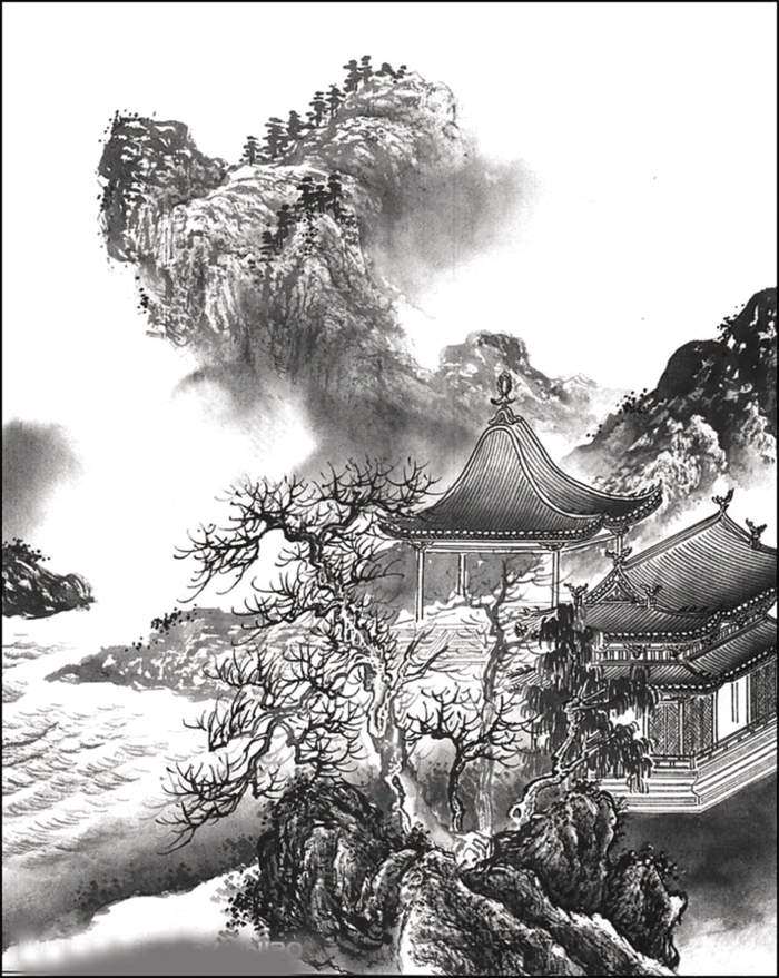 中国古风元素山水