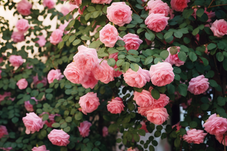 玫瑰花墙粉红色摄影图