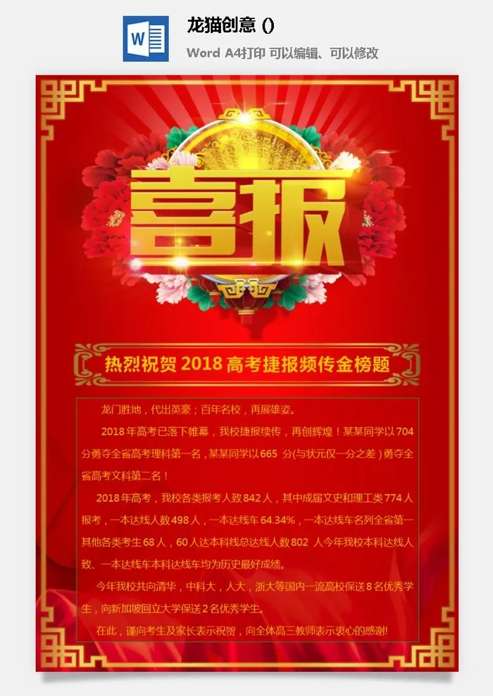 2022企业公司销售业绩年终大捷军令喜报word文档设计素材模板