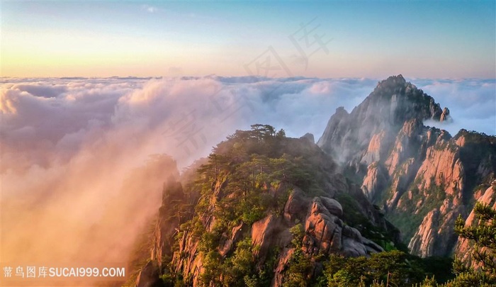 日出云海黄山风光美景图片