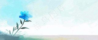 夏天海面清新绿植简约插画，夏至春分谷雨