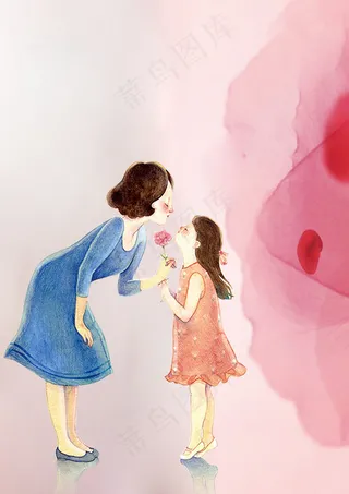 卡通手绘母亲节插画漫画素材