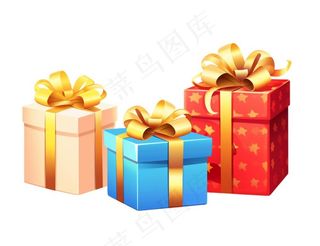 圣诞礼物礼盒卡通插画免抠