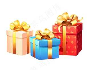 圣诞礼物礼盒卡通插画免抠