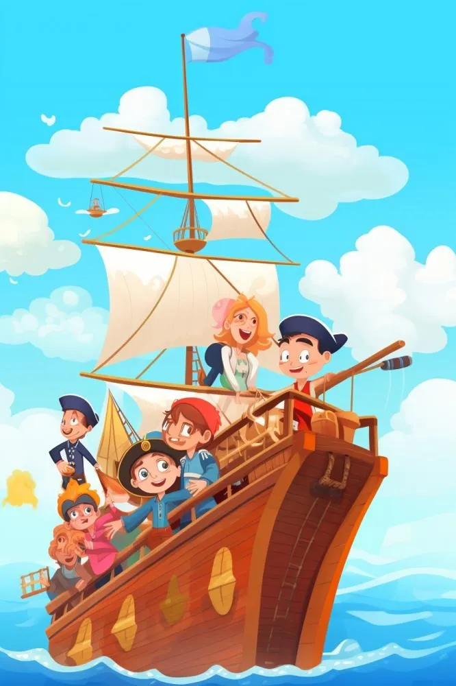 儿童海盗游船背景(896x1344)