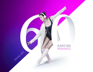 电商美女跳舞紫白色海报