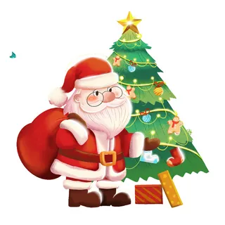 圣诞节老人和圣诞树素材