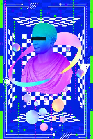 蒸汽波风格雕像海报