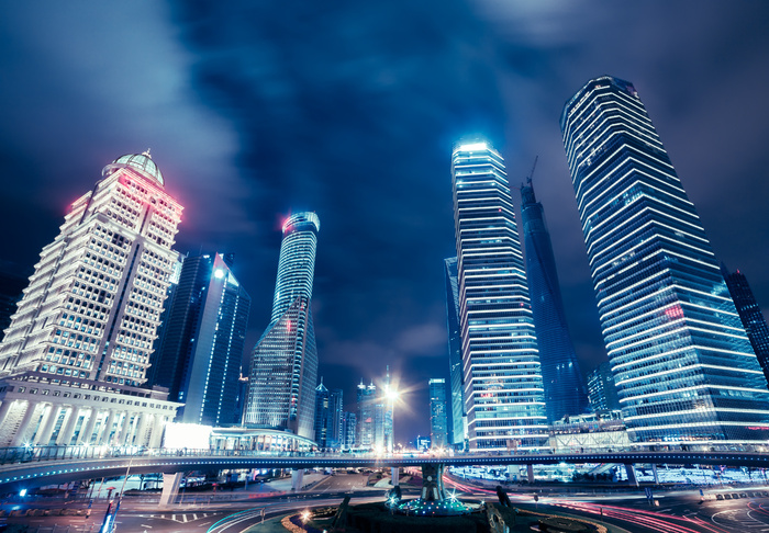 夜晚璀璨城市大城市夜景高端高楼