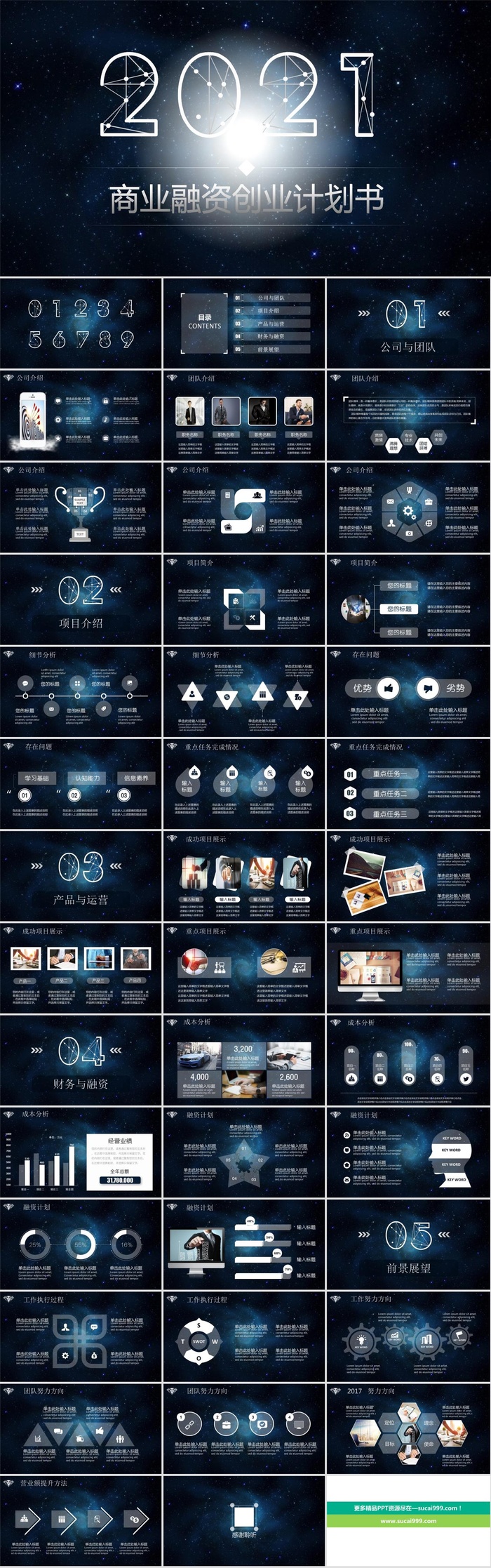炫酷星空风商业融资PPT模板