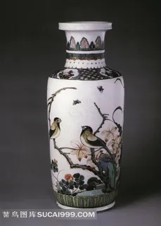 中国花鸟画瓷器花瓶高清素材 中国花鸟画瓷器花瓶高清素材