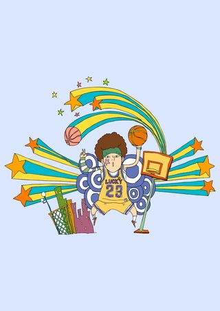 可爱篮球人物插画