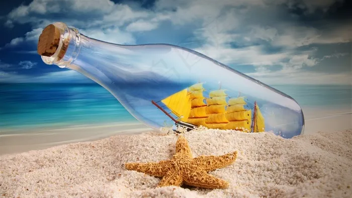 海滩上的漂流瓶