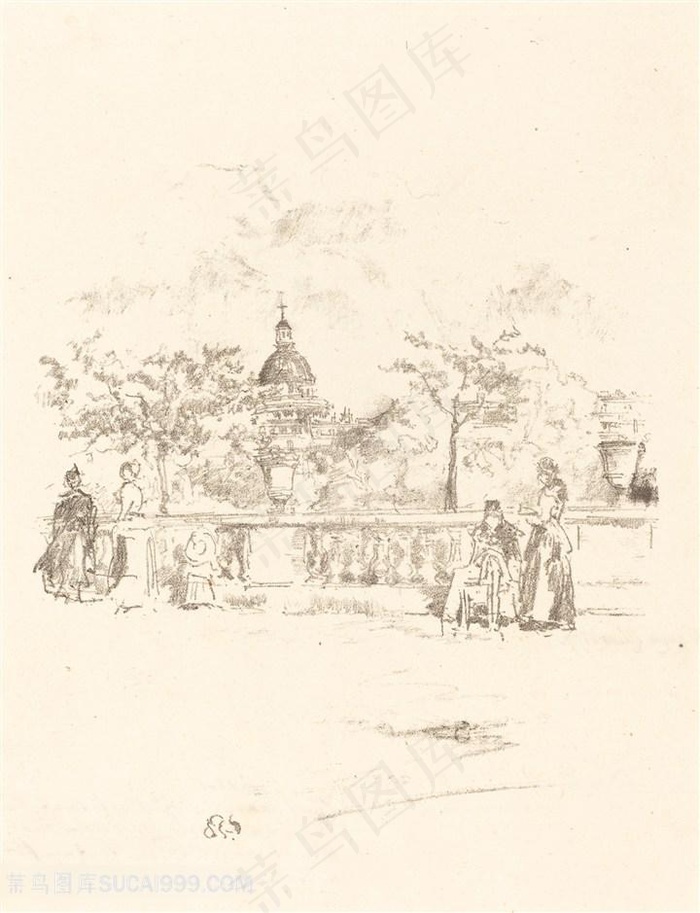 惠斯勒素描公园美景