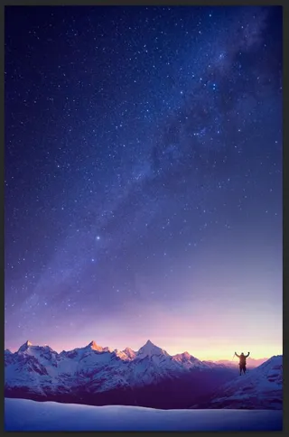 星空 雪山 高山 日照金山