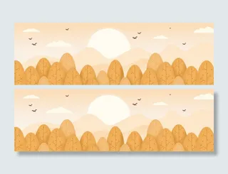 秋季树木横幅广告宣传背景PSD素材