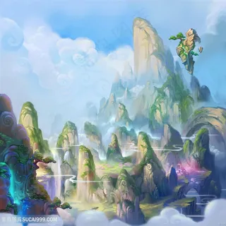 中国风CG可爱手绘田野环境原画绘画图片