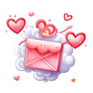 爱心白云信封情人节免抠