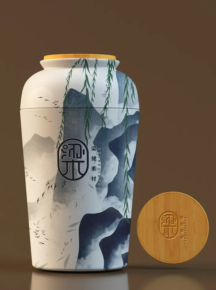 国风高档茶叶包装盒袋罐瓶LOGO标贴展示VI智能贴图样机PSD素材psd模版下载