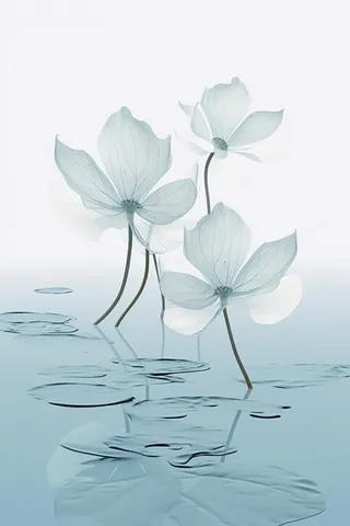 唯美荷花蓝色淡雅简约背景