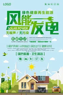 创意风能发电绿色清洁能源环保宣传海报
