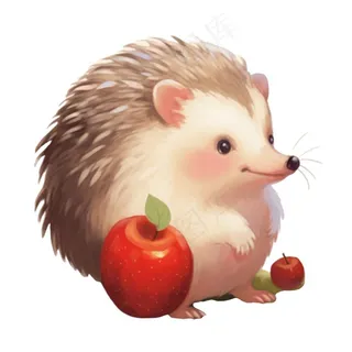 刺猬吃苹果的刺猬插画免抠 刺猬吃苹果的刺猬插画免抠