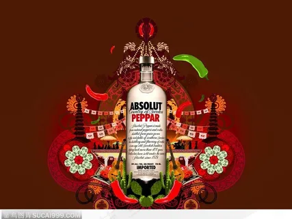 白酒的广告创意画面--深红色调的时尚潮流花纹背景