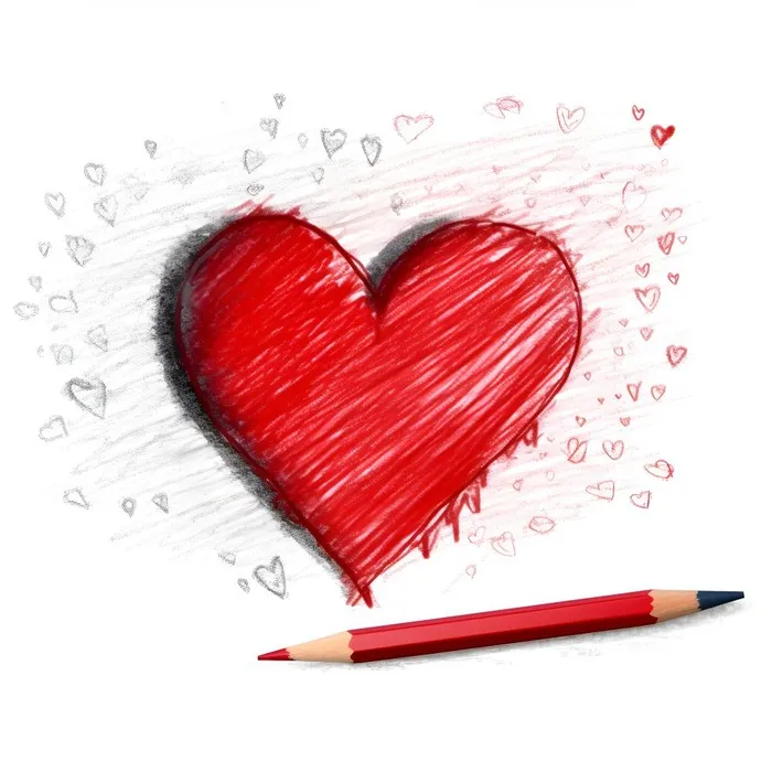 爱心铅笔画素材背景(4096x4096)