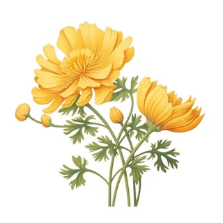 黄色花朵菊花免抠