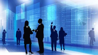 蓝色背景商务剪影图片