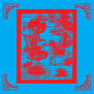 鹤剪纸 剪纸风元素 鹤剪纸 剪纸风元素
