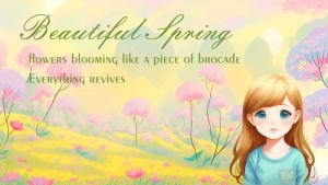 绚烂美丽的春天手绘女孩插画背景壁纸-奇幻原野