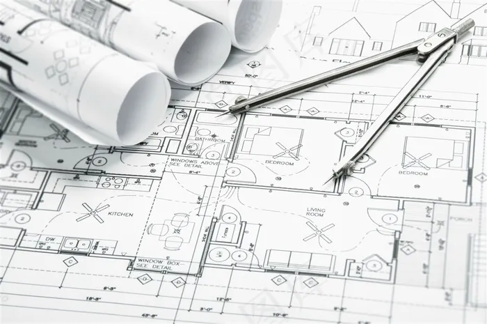 房子建筑与施工图纸素材高清图片