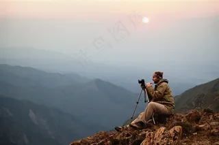 帅哥高山摄像寻美景男人图片