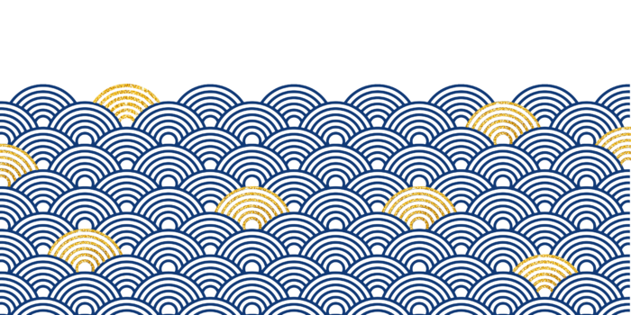 中国风鎏金浪花波浪背景免抠