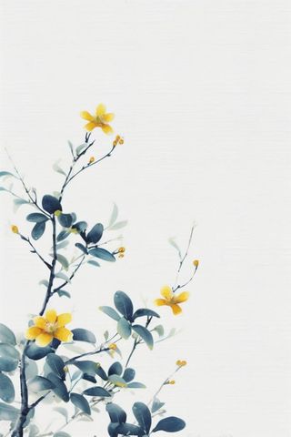 中国风简约淡雅蓝色枝叶背景