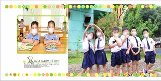 相册儿童宝宝PSD模版相册模版气球花草树木小孩清背景图免扣背景元素