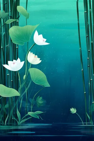 创意清新荷叶手绘背景