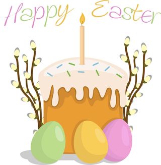 复活节装饰元素手绘插画兔子彩蛋鲜花场景(33)