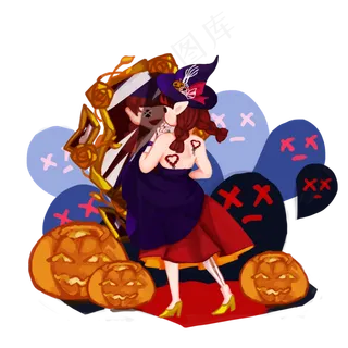 万圣节节日可爱卡通人物素材
