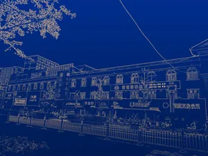 蓝色建筑线稿封面
