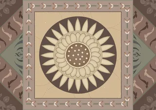 复古中式国潮风敦煌花纹装饰图案花卉藻井肌理圆形边框素材