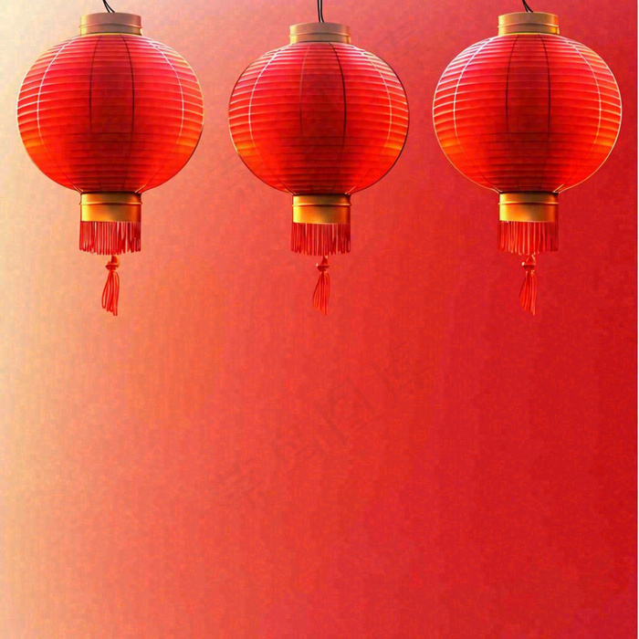 中国红创意喜庆灯笼，元旦新年小年除夕(1024x1024)